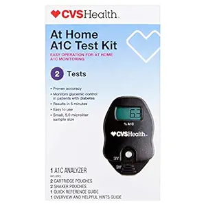 CVS Health CVS A1C At Home Test Kit, Home Use Monitoring of Glycemic Control, Easy Operation for at home A1C Monitoring