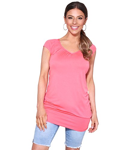 KRISP Mujer Camiseta Larga Básica Manga Corta (7604-COR-16)
