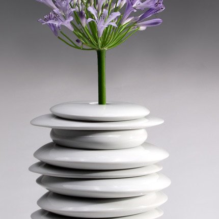 Industreal HULA HOOP, außergewöhnliche vase/Deko-Objekt, in weißem, glasiertem Porzellan - 4