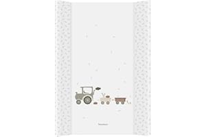 TRÄUMELAND GMBH TRÄUMELAND - Little Farm grün | Wasserabweisende und abwischbare Wickelmulde mit süßen Traktoren |Wickeltischauflage ausThermo-Vlies und phtalatfreie PVC. 50x70 cm