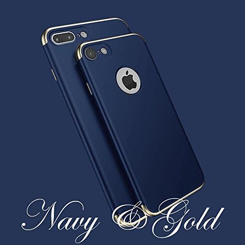 iPhone 6 6S Case, Zonewire® [3 in 1 Series] Non Slip Surface Shockproof Electro Plating Texture Skin Protector [hard] For Apple iPhone 6 6S (4.7") &amp; Screen Protector (NAVY AND GOLD)