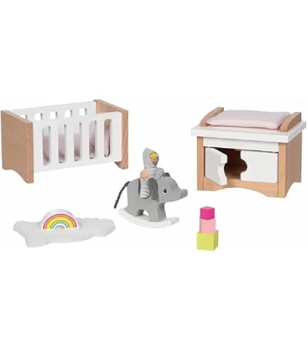Set Mobilier Chambre Enfant Goki – Bois De Hêtre – Pour Poupées 12 Cm