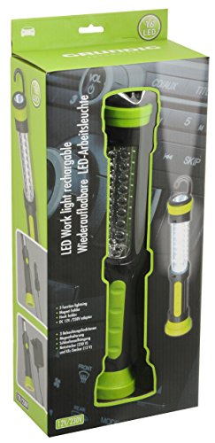 Grundig Akku Auto Lampe Arbeitsleuchte mit mit 16 LED wiederaufladbar an 12V oder 230V mit Magnet- und Hakenhalterung