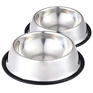 Stainless Steel Dog Bowl with Rubber Base for Food and Water, Pet Food Container, Perfect Dog Bowls Choice for Small/Medium/Large Dogs or Cats (2 Pack)