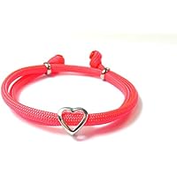 HanseCharms - Schickes Maritimes Surfer Armband - 925 Silber Herz - Verstellbar-Freundschaftsarmband-Geschenk