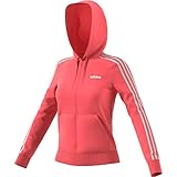 adidas college jacke damen rot Kapuze mit Kordelzug adidas Essentials 3stripes Full Zip Hoodie Hooded Track Top, Damen S Rosa/Weiß (Prism pink/White)