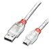 Produktbild LINDY 31686 - USB 2.0 Kabel - Typ A Stecker an Typ Mini-B Stecker – Transparent – 3m