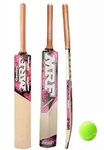 RS Wooden lite Tennis Cricket Bat with Ball for Kids Size 6 (Sticker Multicolour) 12-14 Year Old Kids.