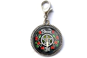 GUANGZHOUSHUJIANWANGLUOKEJI Pentagram Wiccan Pagan Jewelry Blessed Be Wiccan Jewelry Meaningful Jewelry Friend Gift Bracelet Pendant Zipper Pull Charm with Lobster Clasp Art Photo Zipper Pull Jewelry