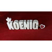 Beton, Steinguss Buchstaben 3 D Deko Schriftzug Namen KOENIG als Geschenk verpackt! Ein ausgefallenes Geschenk als Deko Schriftzug für einen schönen Platz im Home.