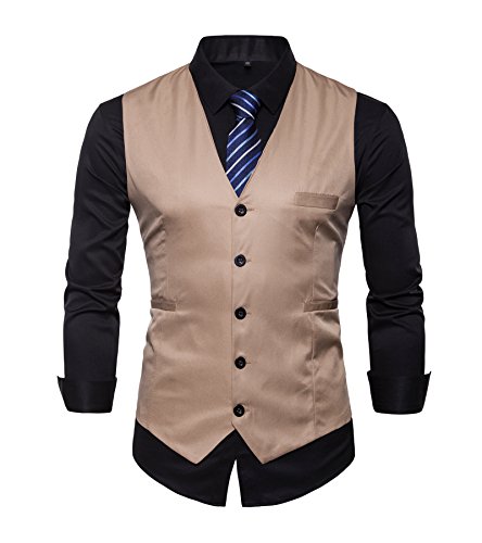 AYG Chalecos adaptarse adelgazan el juego formal de la chaqueta del chaleco de negocios para Hombres L(42