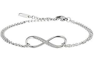 Oidea Bracelet Chaîne de main Femme Sympole Infini Infinity Amour Acier Inoxydable Zircon Brillant Cadeau d'anniversaire Valentin Mariage la fête des mères/Cadeau fete des meres