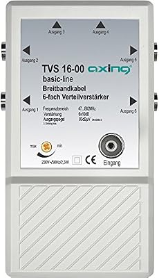 Axing TVS 16-00 amplificateur de distribution (1 entrée, 6 sorties) pour les petits réseaux terrestres TNT ou cable tv