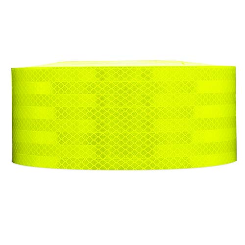 Safe Way Traction 983-23 ES - Rollo de Cinta de Seguridad Reflectante para vehículos de Emergencia, 2 x 12 pies, 3 m, Color Amarillo Fluorescente y Verde