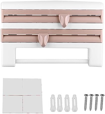 Acogedor Plastic Holder Dispenser, Wall-Mount Sauce Bottle Storage Rack Paper Towel Holder Preservative Film Dispenser(B)