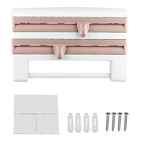 Acogedor Plastic Holder Dispenser, Wall-Mount Sauce Bottle Storage Rack Paper Towel Holder Preservative Film Dispenser(B)