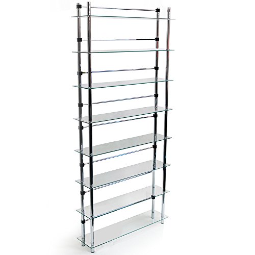 MAXWELL - 8 Tier DVD / Blu-ray / CD / Media Storage Shelves - Clear / Silver