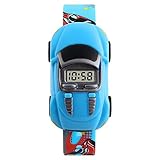 Kinder Uhren Fashion Creative Digital Sport Kinder Armbanduhr Jungen Mädchen Cartoon Auto Armbanduhren, Blau