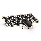 Jelly Comb Ensemble Clavier Souris Sans Fil Clavier AZERTY Ultra-Mince, Noir et Or