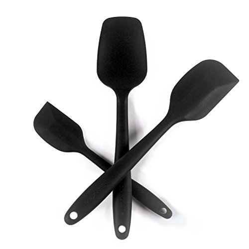 DiningZone „Premium Teigschaber Set“ – 3 ultra stabile Silikon Teigschaber mit einem Kern aus Edelstahl. Kein Verfangen von Essensresten durch nahtloses einteiliges Design - 3