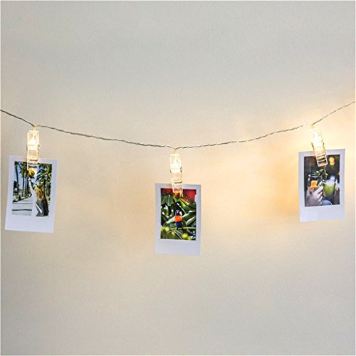 ERGEOB Foto Klammer Lichterkette DIY handgemachte Weihnachtsdekoration Geburtstag Hochzeitstag Licht warmweiß 40LED - 6
