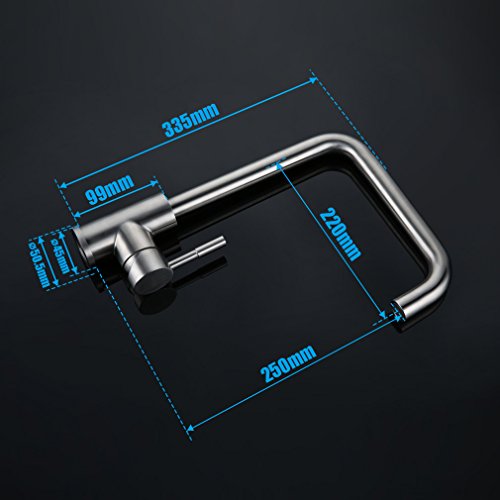 Kinse SUS304 Mischbatterie 360°Drehbar aus Edelstahl mit ABS Bubbler - 3