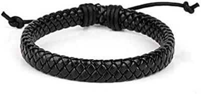 GYJUN Comfortable Adjustable Men¡®s Leather Cool Hard Bracelet All Black Braided Leather(1 Piece) Jewelry , one size