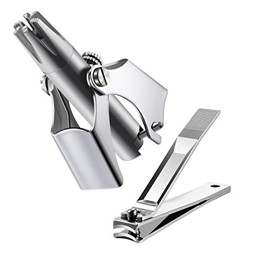 Manual Nose Hair Trimmer, PChero Stainless Steel Manual Nose Hair Clipper with a Free Nail Clipper