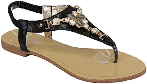 Ladies Diamante Sandals Womens Slip On Flat Open Toe Sling Back Summer Shoes New