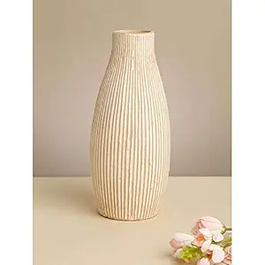 BACK TO EARTH Ecomix Vase (12.7 x 12.7 x 20.32 cms, Beige)