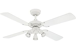 Westinghouse Lighting 7211340 Princess Euro Ventilateur de plafond GU10 Métal Finition En Blanc Avec Pales Réversiblen En Blanc/Hêtre 105 cm