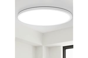 slochi Bathroom Lights,24W 2050LM Round Ceiling Lights,150W Equivalent,6500K,Ultra-Thin,Small,IP54 Waterproof Modern LED Flush Mount Ceiling Lamp for Bedroom,Kitchen,Toilet,Porch,Utility RoomØ22CM