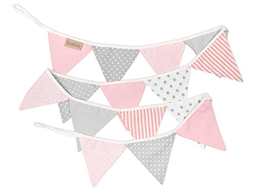 KraftKids Dekoration Wimpelkette rosa grau weiss - 2