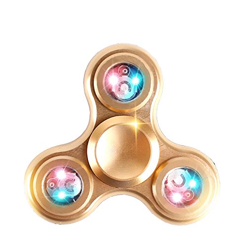 LED Light Hand Tri-Spinner Aluminum Fidget Finger EDC Hand Spinner For Relief Focus Anxiety Stress Gift Toys (B-Gold) LED Light Hand Tri-Spinner Aluminum Fidget Finger EDC Hand Spinner For Relief Focus Anxiety Stress Gift Toys (B-Gold)