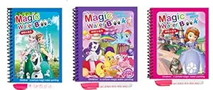 PLUSPOINT Magic Water Quick Dry Book Water Coloring Book Doodle with Magic Pen Painting Board for Children Education Drawing Pad (Random Design ) (Girls Set of 3 Books)