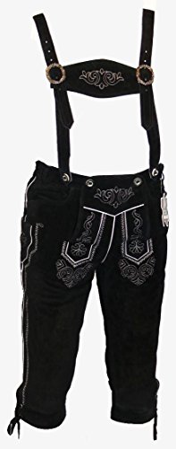 Preisvergleich Produktbild Schwarze Kniebund Lederhose - Trachtenhose - schwarze Trachtenlederhose Größe 50 - Trachten Lederhose in schwarz