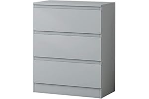 FWStyle 3 Drawer Chest of Drawers Matt Grey No Handle Modern Scandinavian Style Furniture…
