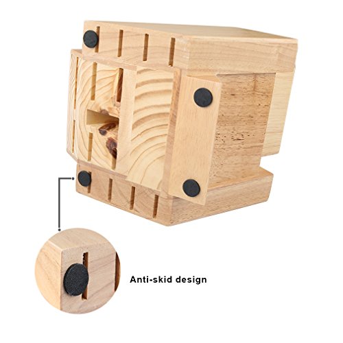 SHINY HOME® Professional Messerblock für14-tlg Messerset Block Messerhalter natur universal Holzblock Messerständer - 7