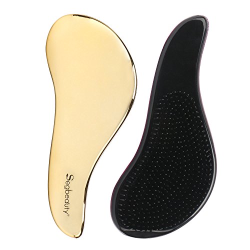 Segbeauty® 2 Stück Entwirren Bürsten Professional Detangler Haarbürste Set, Original Entwirren Kamm für Natürliche Dicke Haare, Schmerzen-Free Nass Detangling Pinsel für Kinder – Verzinktes Gold & Rose Rot - 4