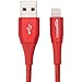 Produktbild AmazonBasics - Lightning-auf-USB-A-Kabel, doppelt geflochtenes Nylon-Verbindungskabel, Premium-Kollektion, 3 m, Rot