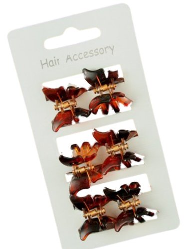Set of 6 Tort Butterfly Mini Hair Claw Clips Clamps Grips 2cm