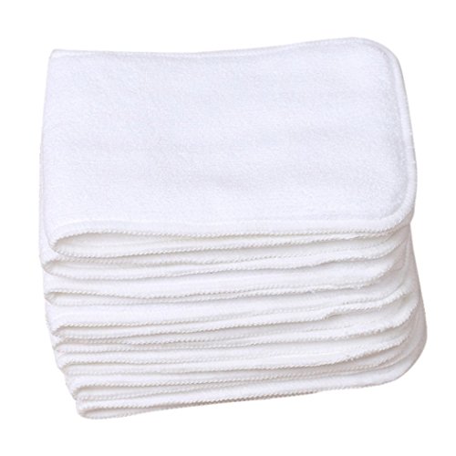 Happy Cherry 8PCS Baby 2-Layer Cotton Baby Reusable Bibs / Nappy / Wipes Reusable Cloth Nappy Inserts Booster - White