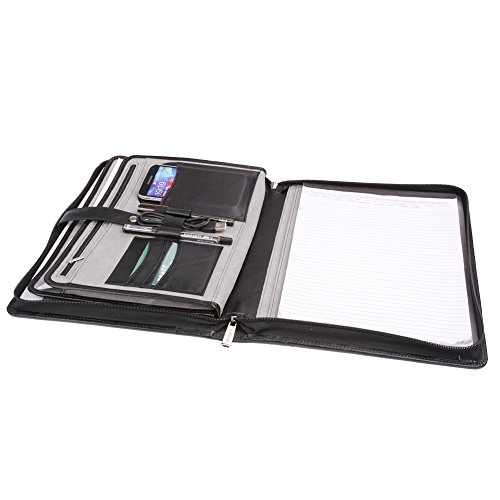 iCarryAlls Leder Laptop-Tasche Padfolio mit Organizer Taschen für Microsoft Surface Book 13,5 Zoll,Schwarz - 3