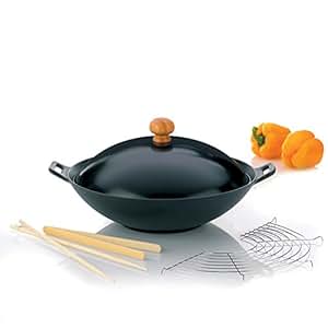 Kela 77943 Wok-Set mit Deckel, Induktionsgeeigent, 36 cm