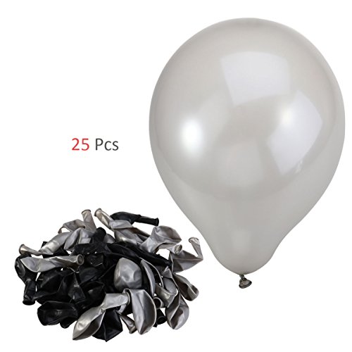 NUOLUX Luftballons,12 Zoll Schwarz Silber Latexballons für Hochzeit Geburtstag feiern,50 Stück - 3