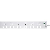PRO ELEC PELB1703 6 Gang Extension Lead with Surge Protection White, 5m