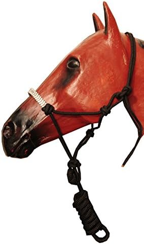 Amesbichler AMKA Horses Headcollar with Rope and Fine Detailing Work, Training &, Education/Side Pull Rope Halter with Lead for Training