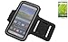 Produktbild Neopren Jogging Armband Sportarmband Oberarmband für Motorola Moto X Play, schwarz mit Reflektor Streifen. Fitness Lauf Armband