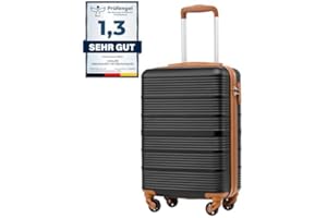 COOLIFE Valise Cabine Ryanair Rigide Bagage Cabine 55x35x20 Valises Leger a 4 Roues,Serrure TSA, en ABS Rigide Valise (Noir/Marron, 55×35×20)