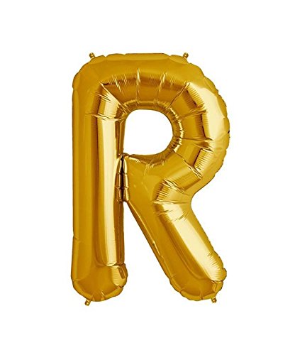 Shopperskart golden 16 inches alphabets letters R shape large big foil helium balloons for party decorations in happy birthday anniversary theme baby shower welcome baby newborn babies festival new year christmas items materials set pack